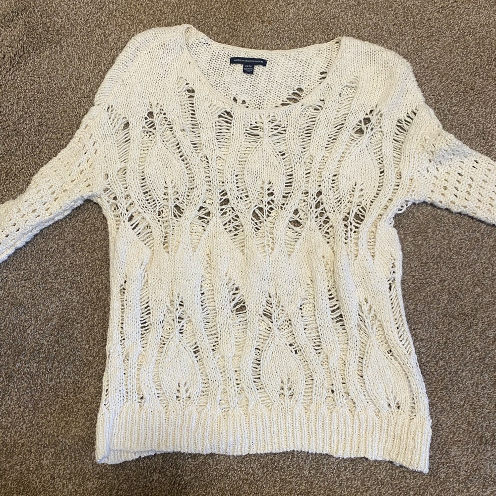 American Eagle Outfitters Cream Knit Sweater